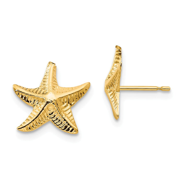 14k Yellow Gold Madi K Starfish Post Earrings, 11mm x 11mm