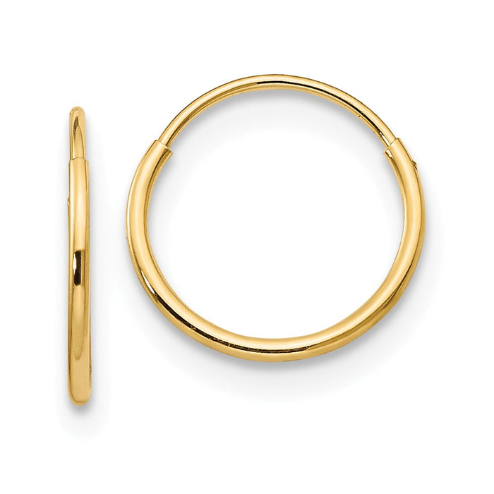 14k Yellow Gold Madi K 1mm Hoop Earrings, 9mm x 9mm