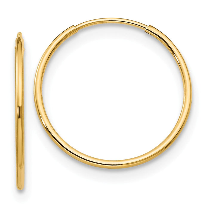 14k Yellow Gold Madi K 1mm Hoop Earrings, 14mm x 14mm