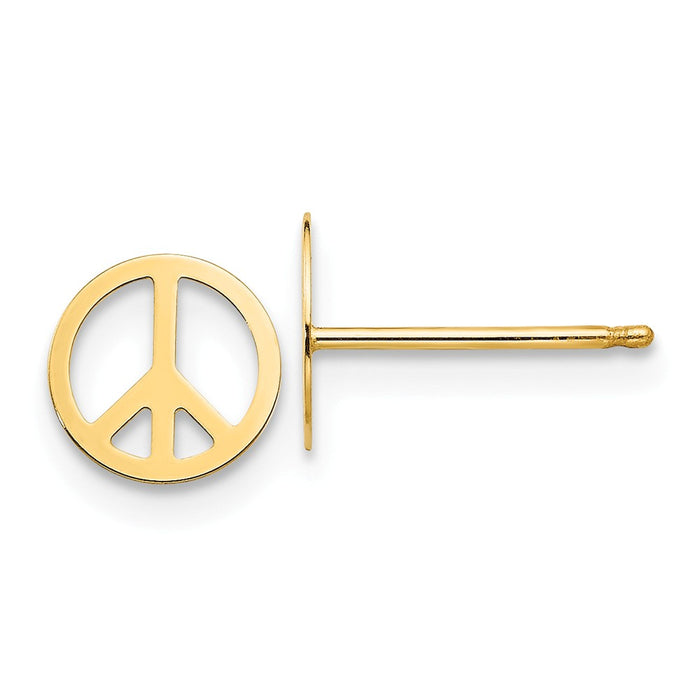 14k Yellow Gold Madi K Peace Sign Post Earrings, 6mm x 6mm
