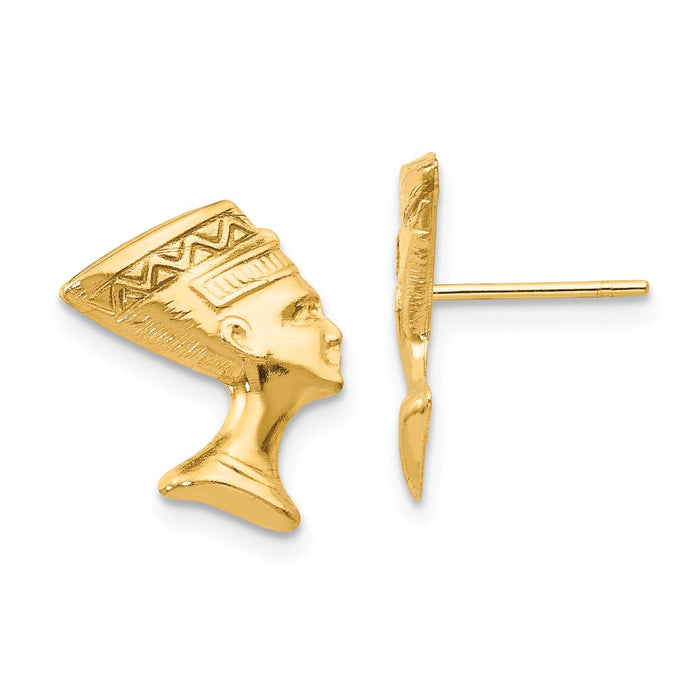 14k Yellow Gold Madi K Nefertiti Post Earrings, 13mm x 11mm