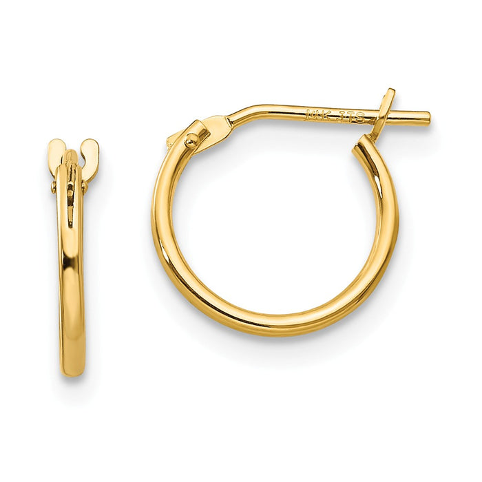 14k Yellow Gold Madi K 1mm Hoop Earrings, 10mm x 1mm