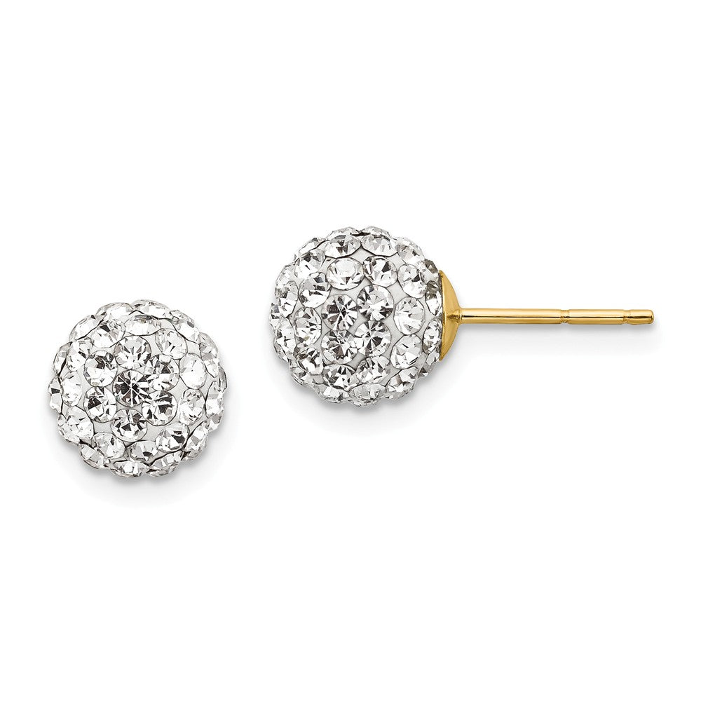 14k Yellow Gold Madi K 8mm Clear Crystal Post Earrings, 8mm x 8mm