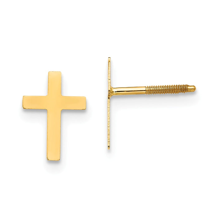 14k Yellow Gold Madi K Cross Post Earrings, 10mm x 6mm