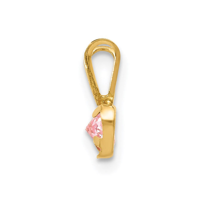 Million Charms 14K Yellow Gold Themed Madi K Pink (Cubic Zirconia) CZ Heart Pendant