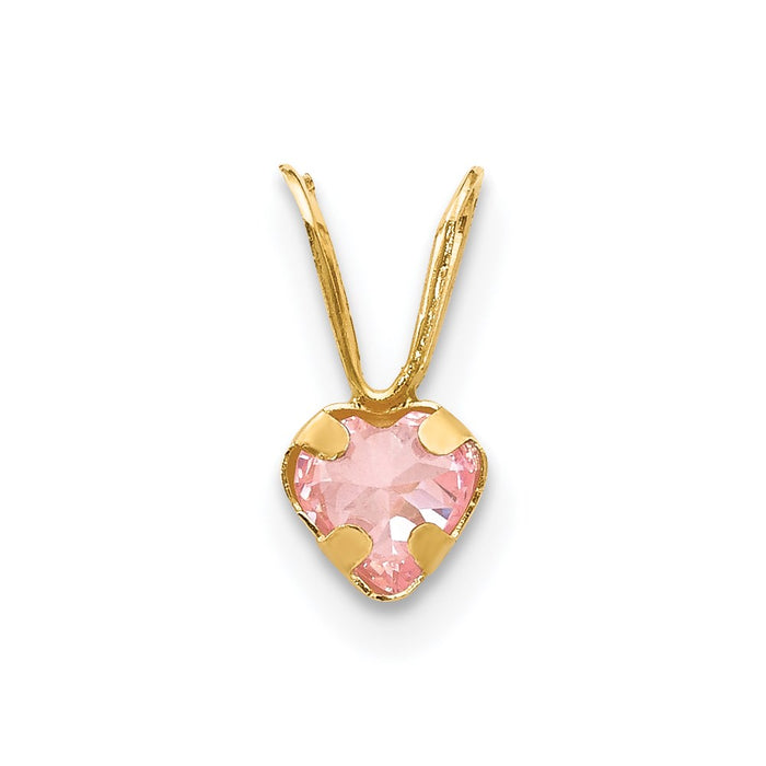 Million Charms 14K Yellow Gold Themed Madi K Pink (Cubic Zirconia) CZ Heart Pendant