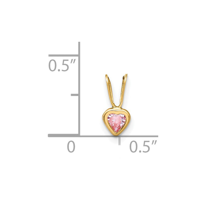 Million Charms 14K Yellow Gold Themed Madi K Pink (Cubic Zirconia) CZ Heart Pendant