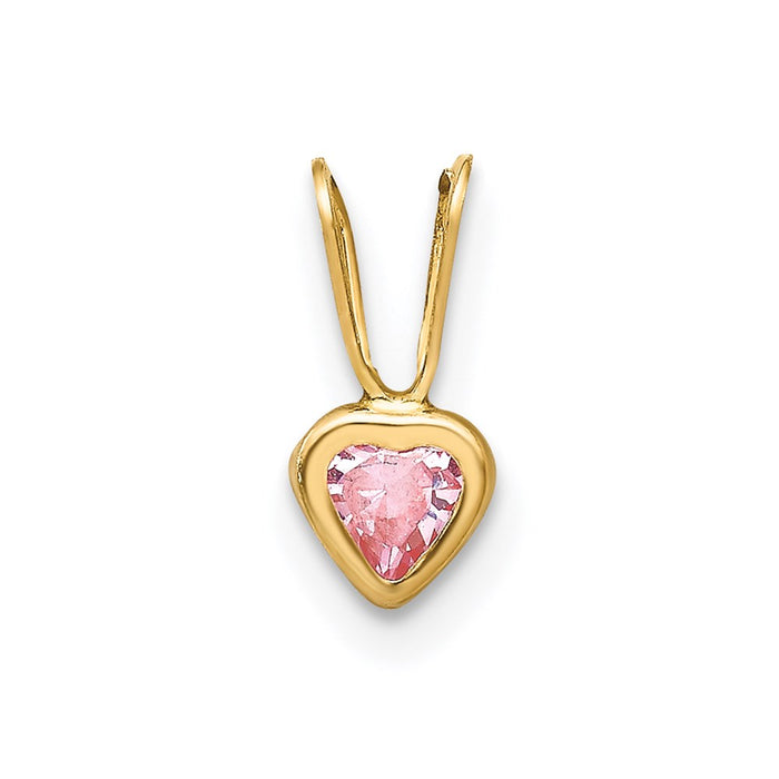 Million Charms 14K Yellow Gold Themed Madi K Pink (Cubic Zirconia) CZ Heart Pendant