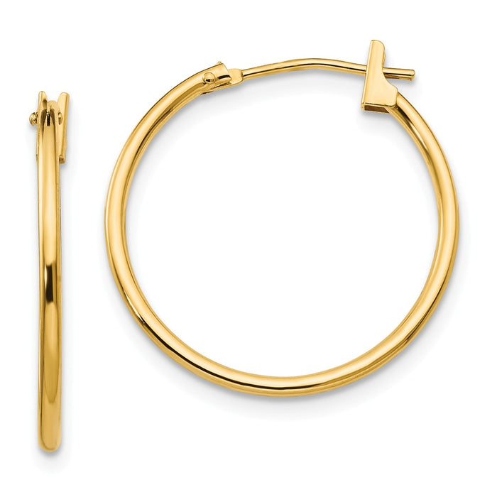 14k Yellow Gold Madi K 1mm Hoop Earrings, 21mm x 1mm