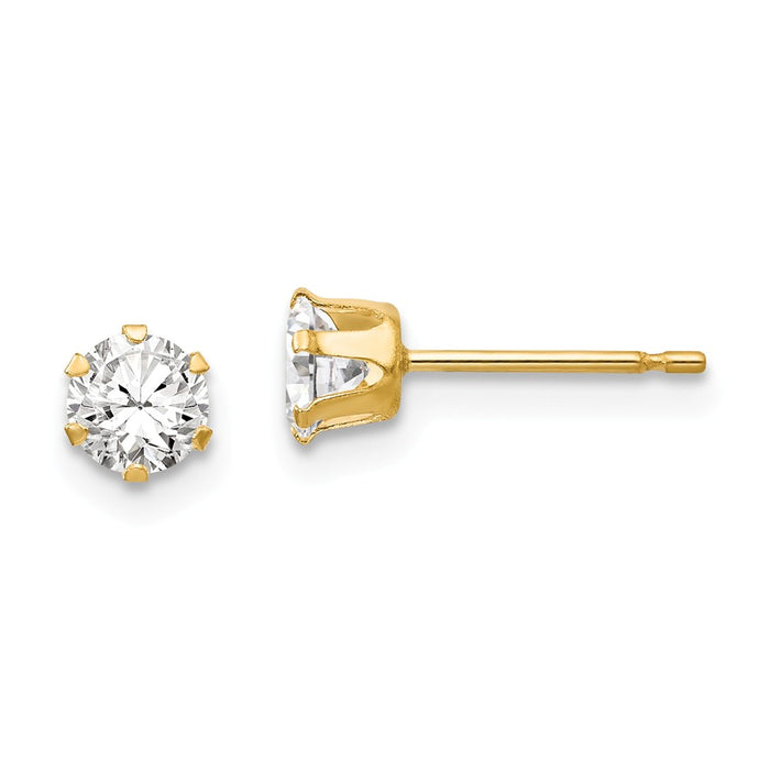 14k Yellow Gold Madi K Cubic Zirconia ( CZ ) Stud Post Earrings, 4mm x 4mm