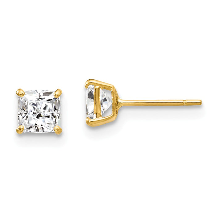 14k Yellow Gold Madi K Cubic Zirconia ( CZ ) Stud Post Earrings, 4mm x 4mm