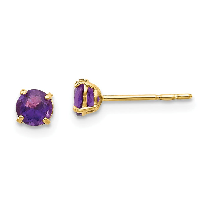 14k Yellow Gold Madi K Round Amethyst 4mm Post Earrings, 4mm x 4mm