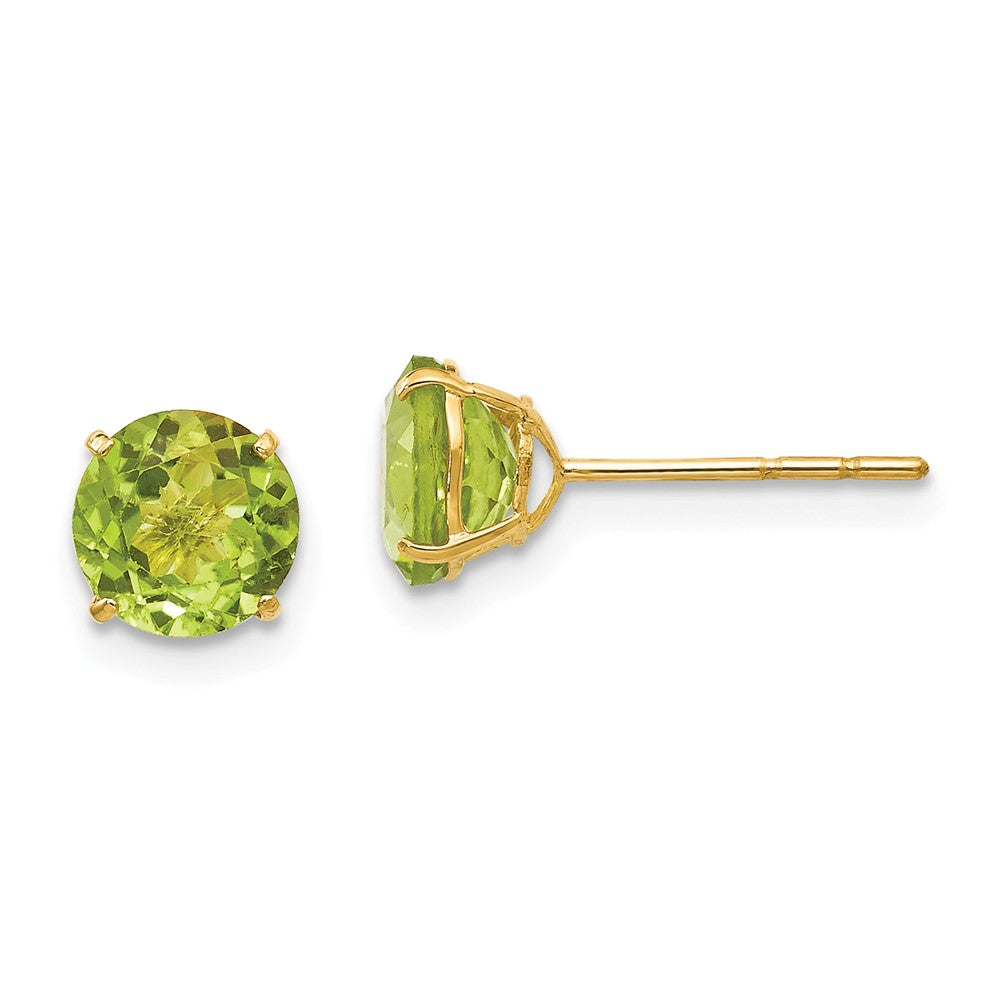 14k Yellow Gold Madi K Round Peridot 6mm Post Earrings, 6mm x 6mm