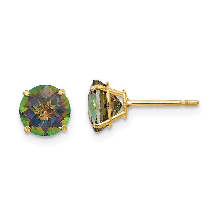 14k Yellow Gold Madi K Round Mystic Topaz 6mm Post Earrings, 6mm x 6mm