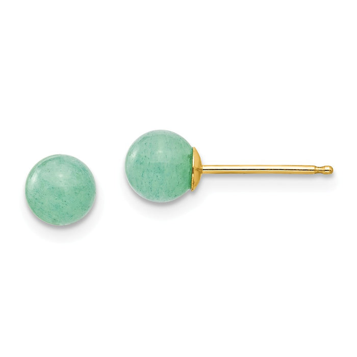14k Yellow Gold Madi K 5mm Green Natural Stone Post Earrings, 5mm x 5mm