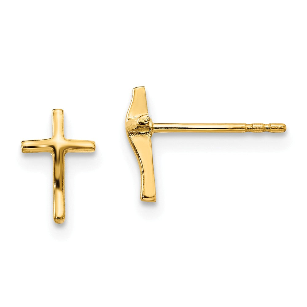 14k Yellow Gold Madi K Polished Cross Post Earrings, 8mm x 5mm