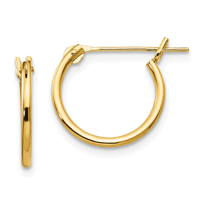 14k Yellow Gold Madi K 1.25mm Half Hoop Earrings, 12mm x 1.25mm