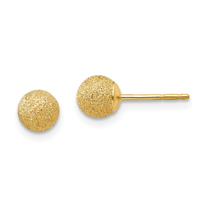 14k Yellow Gold Madi K Laser Cut 5mm Ball Post Earrings, 5mm x 5mm