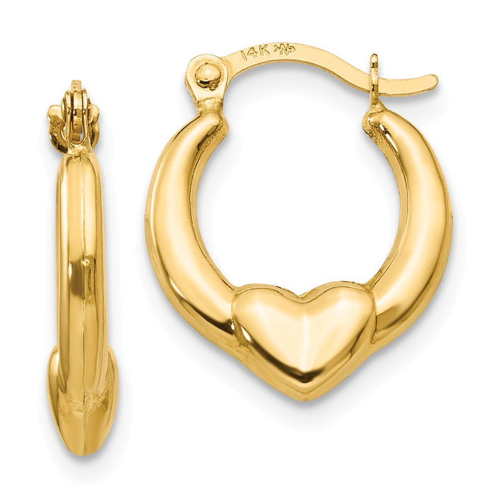 14k Yellow Gold Madi K Hollow Heart Hoop Earrings, 15mm x 12mm