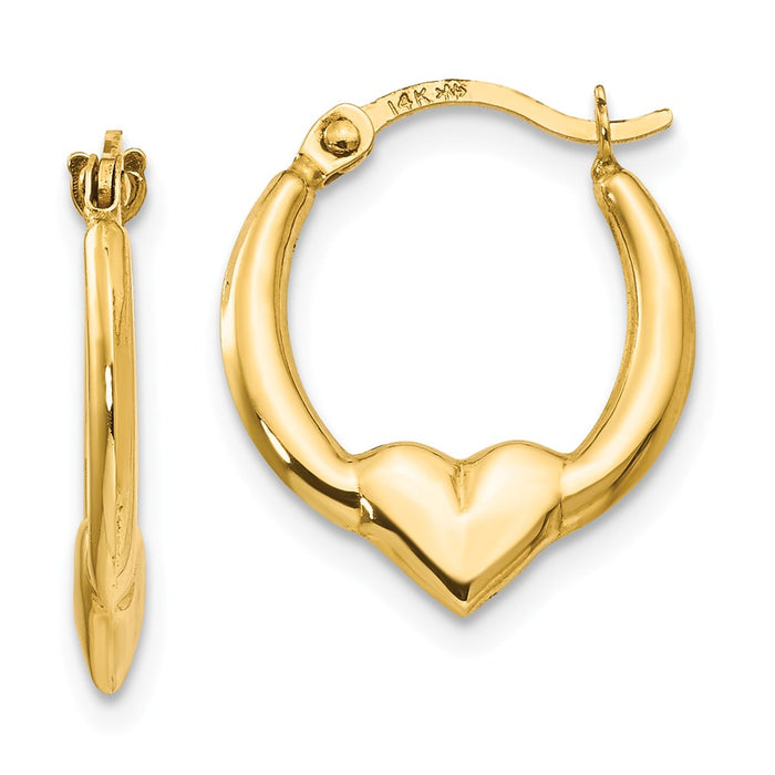 14k Yellow Gold Madi K Heart Hoop Earrings, 16mm x 13mm