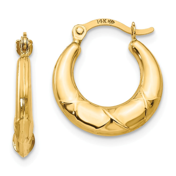 14k Yellow Gold Madi K Hollow X Hoop Earrings, 15mm x 14mm
