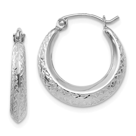 14K White Gold Madi K Textured Hollow Hoop Earrings, 19mm x 18mm
