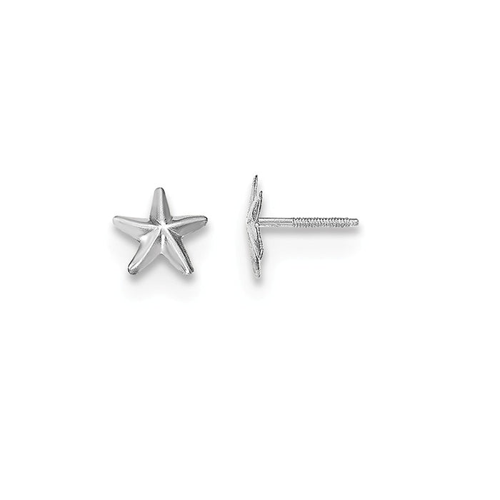 14k White Gold Madi K Screwback Star Post Earrings, 7mm x 7mm