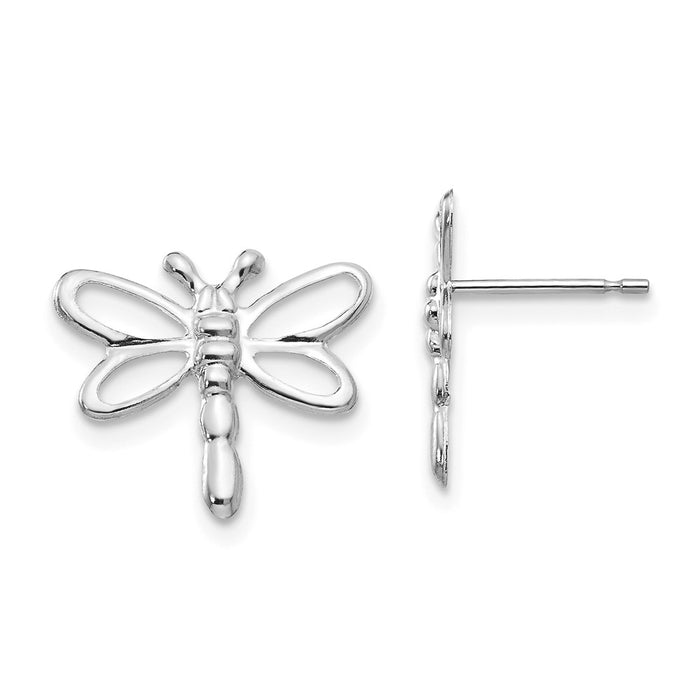 14k White Gold Madi K Polished Dragonfly Earrings, 13mm x 14mm