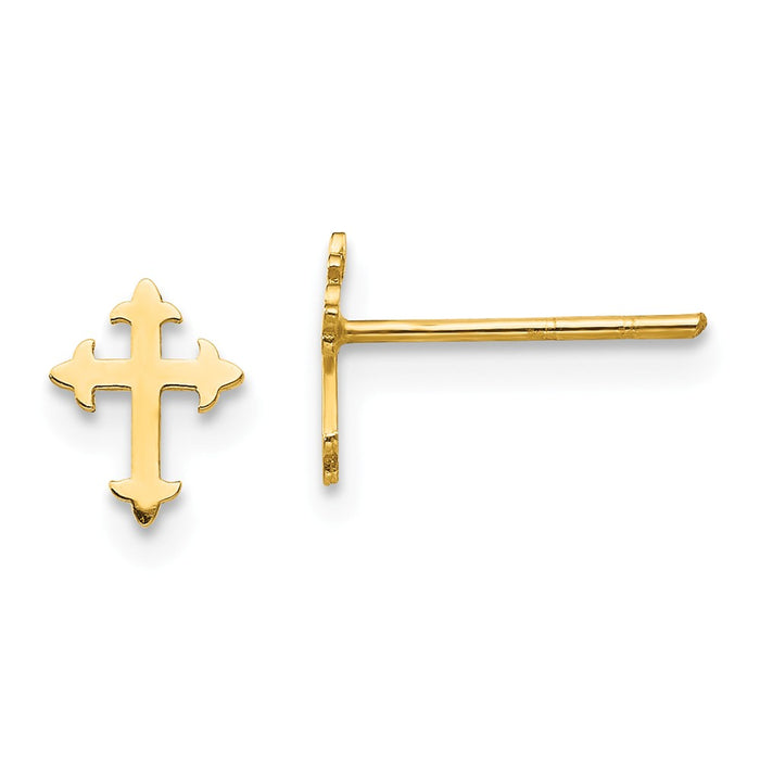 14k Yellow Gold Madi K Polished Cross Post Earrings, 7mm x 6mm
