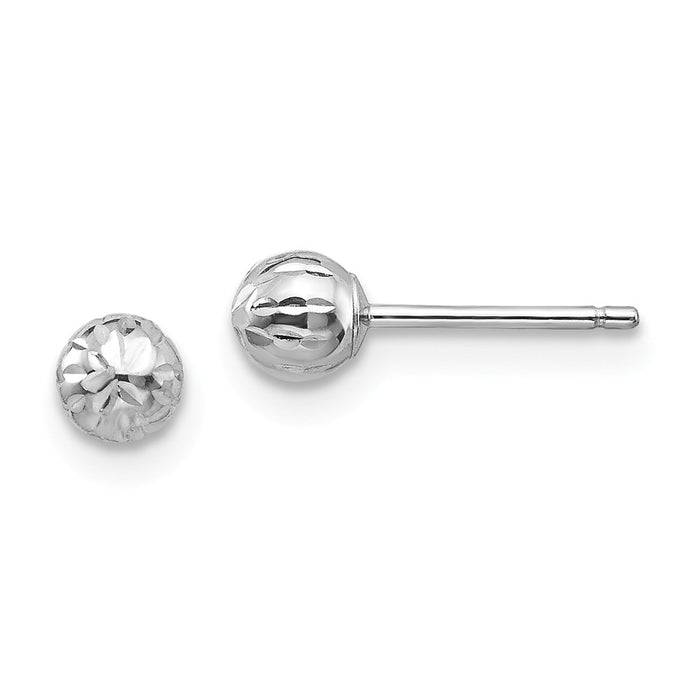 14K White Gold Madi K Diamond-cut 4M Ball Post Earrings, 4mm x 4mm