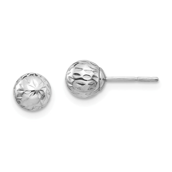 14K White Gold Madi K Diamond-cut 6M Ball Post Earrings, 6mm x 6mm