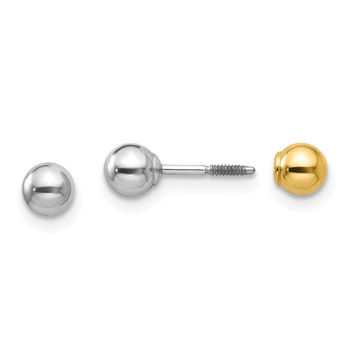 14k Two-tone Madi K Reversible 4mm Ball Earrings, 4mm x 4mm