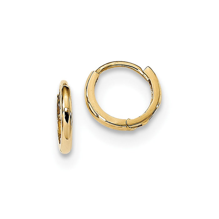 14k Yellow Gold Madi K Polished Hinged Hoop Earrings, 9.5mm x 10mm