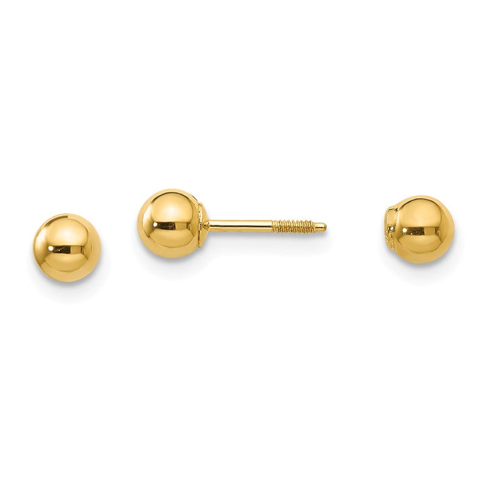 14k Yellow Gold Madi K Polished Reversible 4mm Ball Earrings, 4mm x 4mm