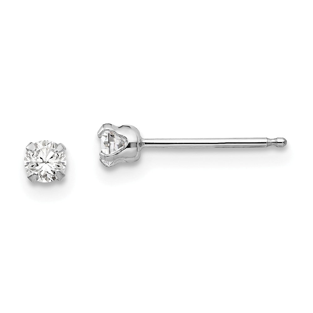 14k White Gold Madi K 2.75mm Cubic Zirconia ( CZ ) Post Earrings, 2.75mm x 2.75mm