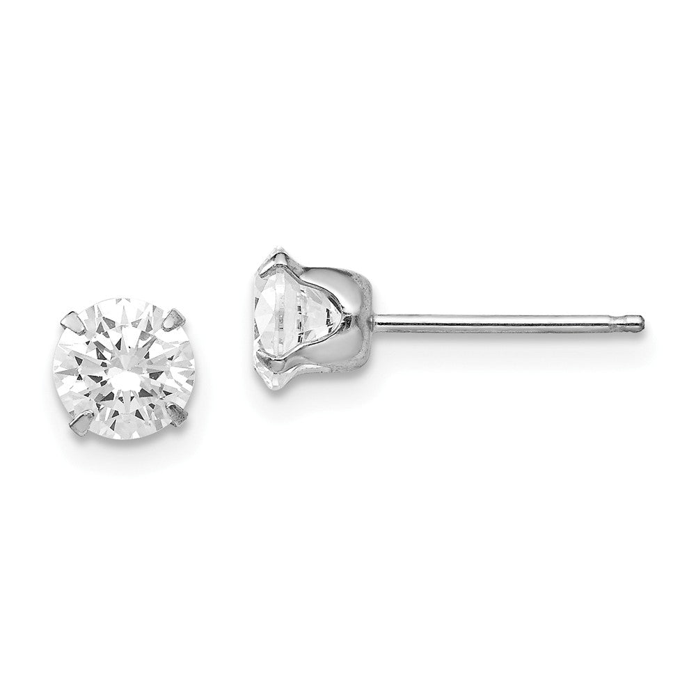 14k White Gold Madi K 5.25mm Cubic Zirconia ( CZ ) Post Earrings, 5.25mm x 5.25mm