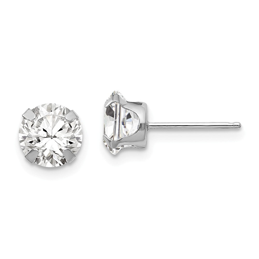 14k White Gold Madi K 6.5mm Cubic Zirconia ( CZ ) Post Earrings, 6.5mm x 6.5mm