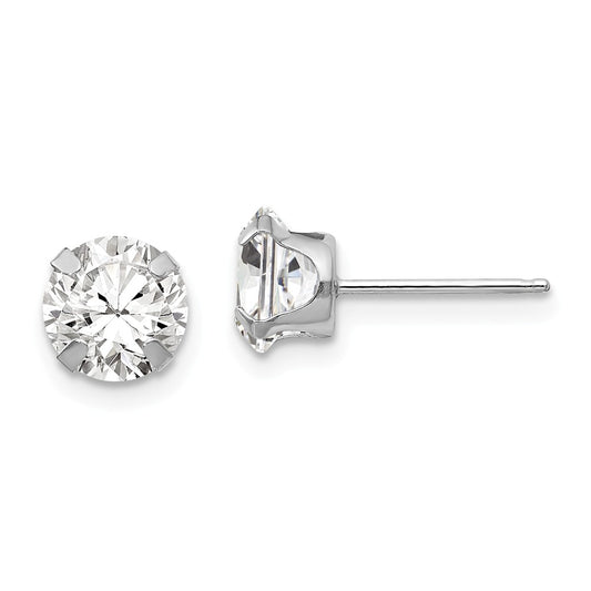 14k White Gold Madi K 6.5mm Cubic Zirconia ( CZ ) Post Earrings, 6.5mm x 6.5mm