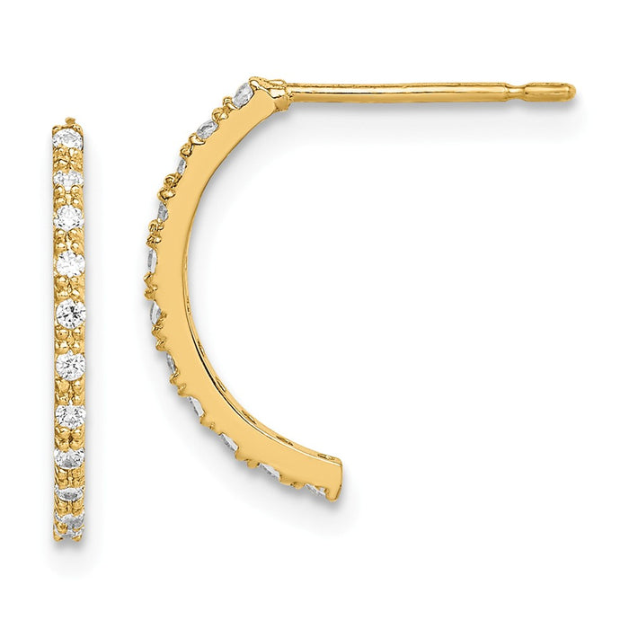 14k Yellow Gold Madi K Cubic Zirconia ( CZ ) J - Hoop Earrings,