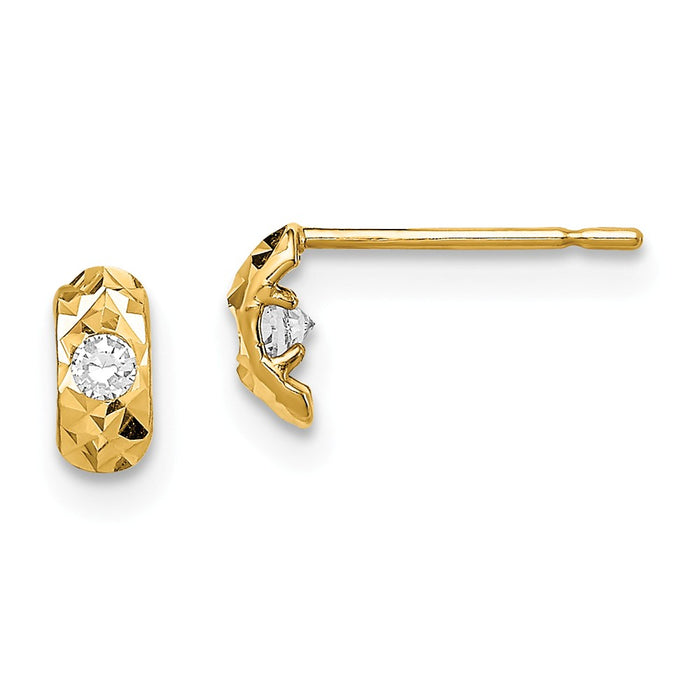 14k Yellow Gold Madi K Diamond-Cut Cubic Zirconia ( CZ ) Post Earrings,