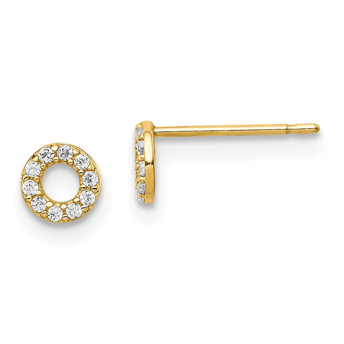 14k Yellow Gold Yellow Gold Madi K Circle Cubic Zirconia ( CZ ) Post Earrings,