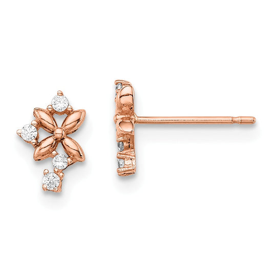 14k Madi K Rose Gold Cubic Zirconia ( CZ ) Post Earrings,