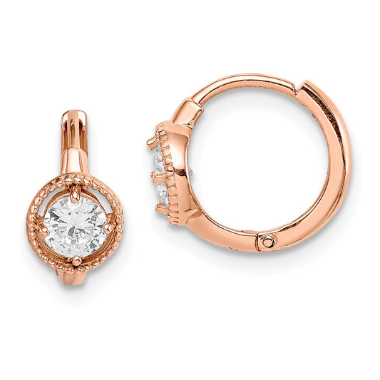 14k Madi K Rose Gold Round Cubic Zirconia ( CZ ) Hoop Earrings,