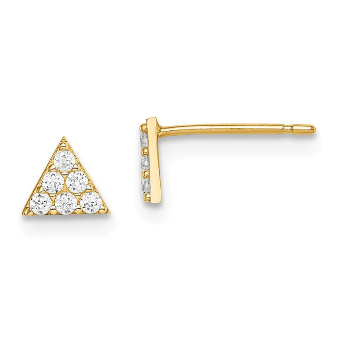 14k Yellow Gold Madi K Yellow Gold Triangle Cubic Zirconia ( CZ ) Post Earrings,