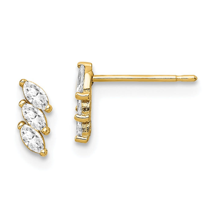 14k Yellow Gold Yellow Gold Madi K Fancy Cubic Zirconia ( CZ ) Post Earrings,