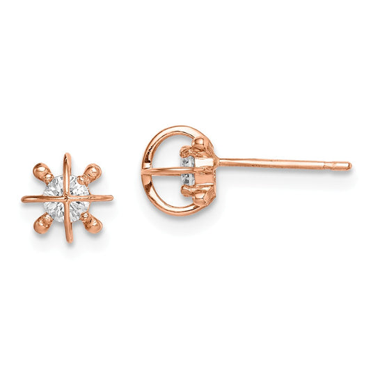 14k Madi K Rose Gold Cubic Zirconia ( CZ ) Post Earrings,