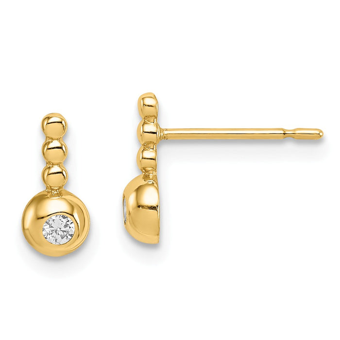 14k Yellow Gold Madi K Bubble Cubic Zirconia ( CZ ) Drop Stud Earrings,