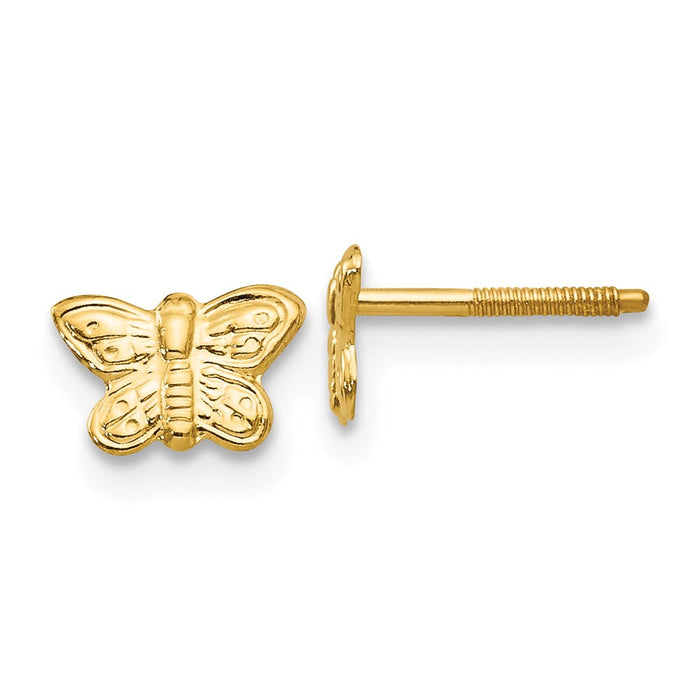 14k Yellow Gold Madi K Polished Butterfly Screwback Earrings, 5mm x 6mm