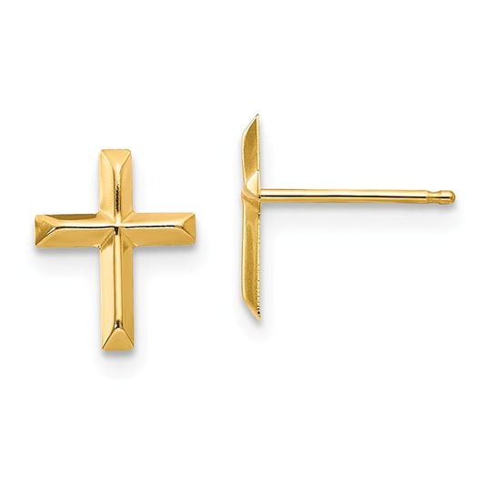 14k Yellow Gold Madi K Polished Cross Post Earrings, 8mm x 6mm