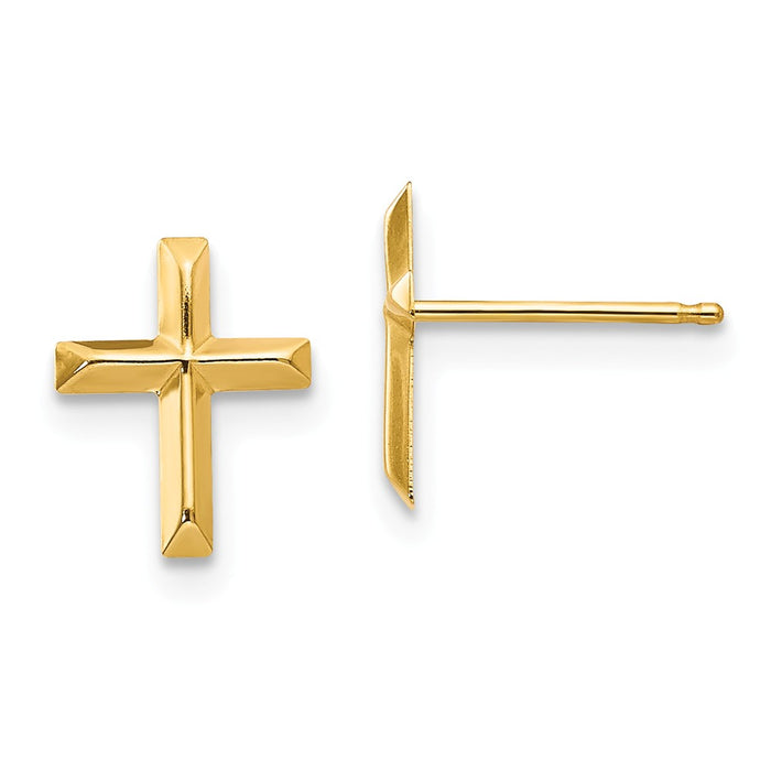 14k Yellow Gold Madi K Polished Cross Post Earrings, 8mm x 6mm